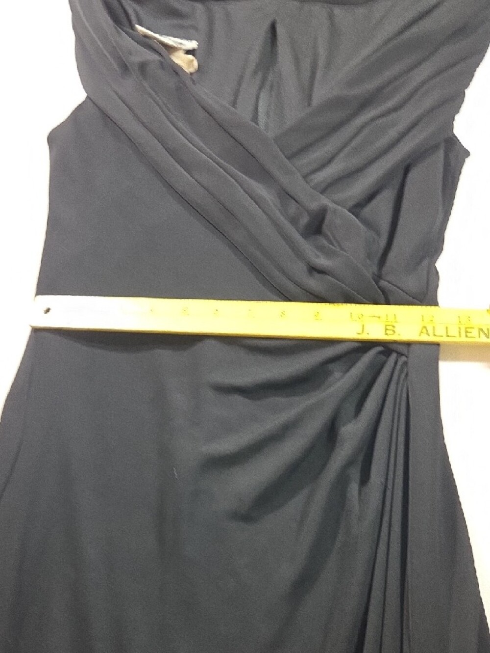 TADASHI Black Draped Maxi Dress Side Knot Crossed Bodice Short Sleeve Elegant - Picture 9 of 12